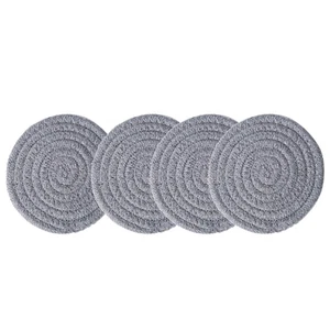 4 PCS Cotton Thread Placemat Round Braided Placemats Kitchen Table - Picture 1 of 11