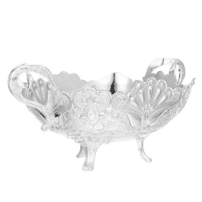  Obstschale mit Fuß, silberne Obstschale für die Küchenarbeitsplatte, - Bild 1 von 4