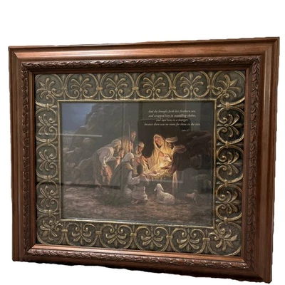 Belén Arte Enmarcado Cuadro Navidad Sabios Lucas 2:7 Foto 1 de 4