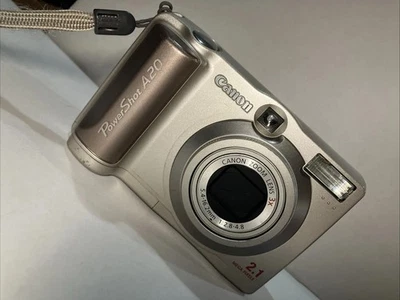 Canon PowerShot A20 Digital Camera 2.1MP 3x Zoom Silver PC1007 Vintage Japan - Image 1 of 4