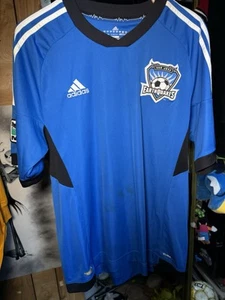 San Jose Earthquakes Adidas 2012 Black Blue Home Kit Jersey Shirt Size Large - Picture 1 of 5