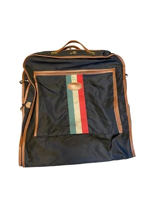 RARO DE COLECCIÓN Lark Equipaje de Viaje Traje Bolsa de Ropa Negro Marrón Cuero Mango Colgante Foto 1 de 4