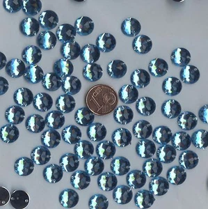 PC7 *** 50 pierres à coudre à facettes acrylique rondes 10mm - TURQUOISE - Picture 1 of 2