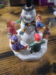 Unbranded Village Snowman with Circling Children Figurine - Picture 1 of 4