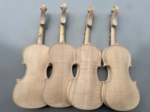 5 String Violin 4/4 - Flame Maple Back, Spruce Wood Top, Handmade Unfinished DIY - Picture 1 of 7