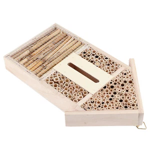 New Wooden Insect Bee House Shelter Garden Nesting Box Handicrafts Outdoor Ornam - Picture 1 of 11