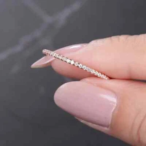 Real Moissanite 2Ct Round Cut Full Eternity Women's Ring 14K Rose Gold Plated - Picture 1 of 6