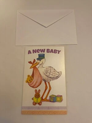 A New Baby Stork Greeting Card With Envelope Can Be Customized Baby Shower - Image 1 of 2