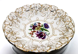 Russian Dulevo 1956 Grape Leaves Gold Floral Serving Bowl 11" #92 - Picture 1 of 15
