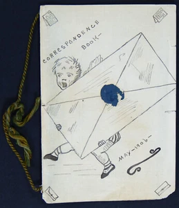 1906 HAND MADE CORRESPONDENCE BOOK BEAUTIFUL ORIGINAL FOUNTAIN PEN DRAWING CHILD - Picture 1 of 4