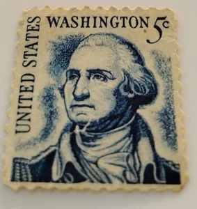 1967 George Washington Five Cent Blue United States Postage Stamp - Picture 1 of 2