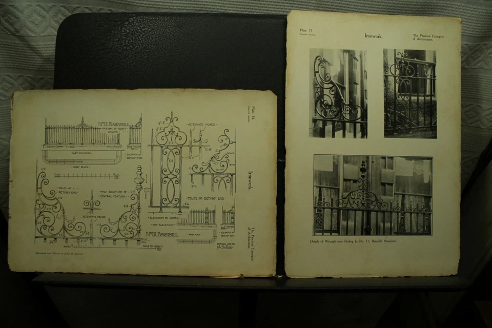antique vintage old Architectural  prints Ironwork railings Barnhill Stamford - Image 1 of 1