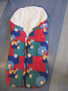 warmer Winterfußsack f. Kinderwagen, TEUTONIA, bunt gemustert rot/blau Teddyfell - Bild 1 von 6