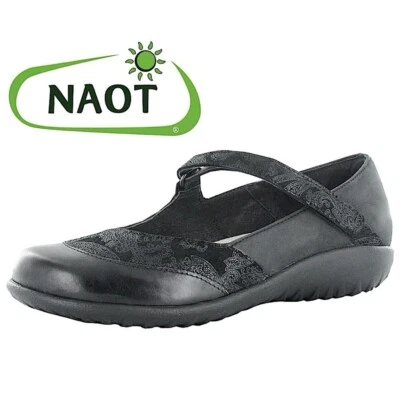 ¡Planos Mary-Jane Naot Luga Paisley de cuero negro! TALLA 7! Usado en excelente estado! Foto 1 de 4