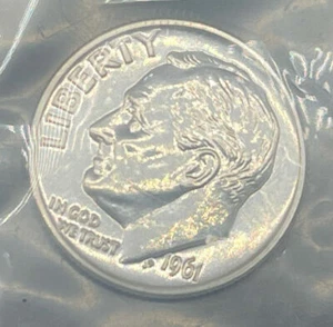 1961 Proof Roosevelt Silver Dimes in Cello W/ Free Ship - Picture 1 of 2