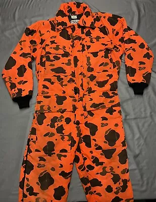 Vintage Walls Blizzard Pruf Adult L Reg 42-44 Orange Camo Insulated Coveralls - Image 1 of 4