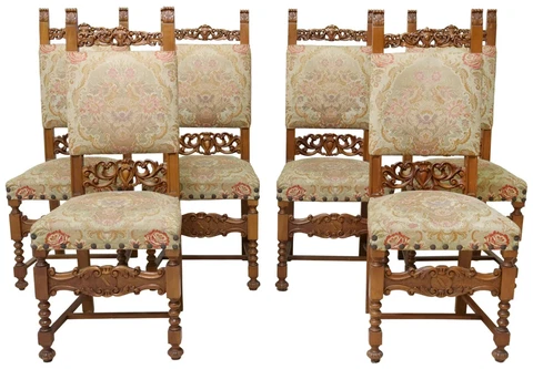 Chairs, Side, (6) Italian Renaissance Revival, Upholstered, Chairs, Vintage!! Cover