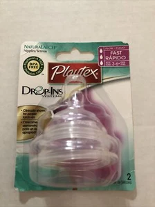 Playtex Naturalatch Silicone Nipples Fast Flow 2pk 3-6 Mo Drop Ins BPA Free NIP - Picture 1 of 2