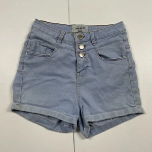 New Look Shorts 8 Blue Denim High Rise Turn Up With Pockets Hemmed - Picture 1 of 10