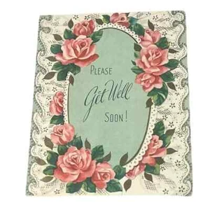 Please Get Well Soon Floral Vintage Get Well Karte BBX - Bild 1 von 3