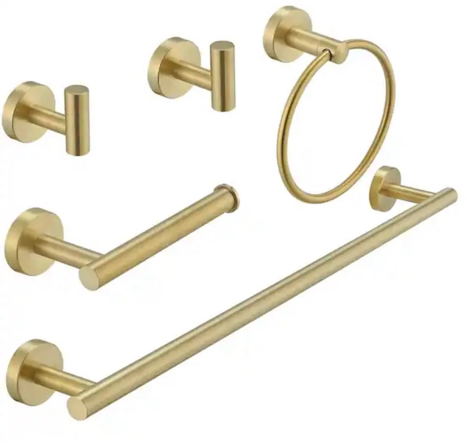 BWE A-91020-BG 5-Piece Bath Hardware Set Brushed Gold OB