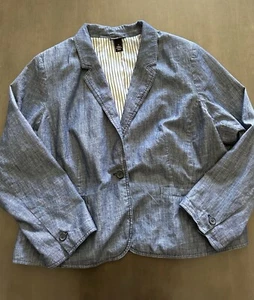 Lane Bryant Blazer Women’s Size 28 Blue Denim Like Material Pockets - Picture 1 of 7
