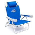  Extra Wide 28" Low Beach Chair 5 Position Lay Flat, XL Oversized Navy Blue