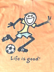 LIFE IS GOOD Chłopięcy XL 14 Koszulka z długim rękawem Spalony pomarańcz Piłka nożna Jake