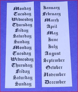 ITHACA CALENDAR CLOCK ROLLER STRIPS ITALIC STYLE FOR OCTAGON #11 PONY & OTHERS - Picture 1 of 1