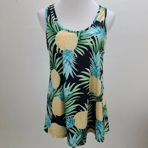 Pulóver Dreagal sin mangas para mujer mediano negro amarillo piña piña Racerback - Imagen 1 de 9
