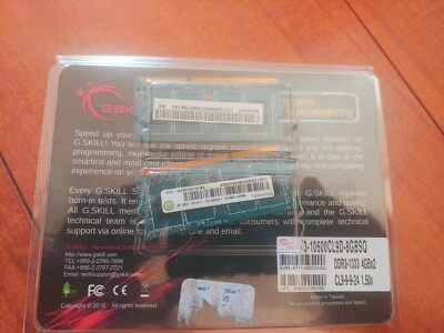 G-Skill SO-DIMM PC3-10600 4Gx2 F3-10600CL9D-8GBSQ • Laptop Memory Modules *New - Image 1 of 2