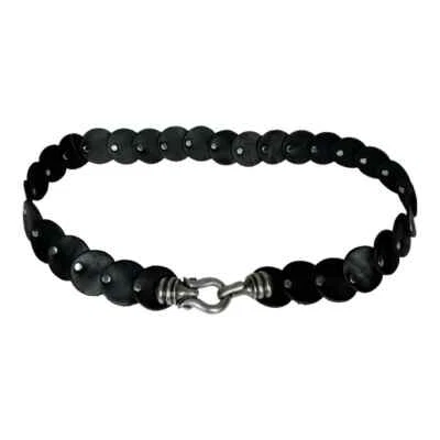 Cinturón de cuero negro BB Simon XL disco ojal tachuela motociclista vanguardista grunge Foto 1 de 4