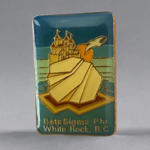 Beta Sigma Phi White Rock BC Enamel Pin Collectible Sorority Lapel Badge - Picture 1 of 3