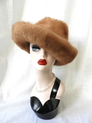 De colección 1960 Visón Fedora Sombrero Otoño Haze Bamberger's Piel Sombrero C 21" Foto 1 de 4