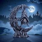 Gothic Bat Moon Figurine Dark Fantasy Decor Crescent Moon Horror Gift Ornament
