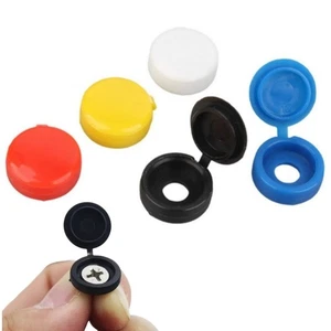M4 M5 Hinged Plastic Screw Covers White Black Yellow Blue Red (Fold Snap Caps) - Picture 1 of 19