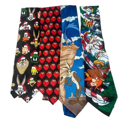 4 Corbatas de Colección Looney Tunes Cuello Bugs Taz Silvestre Marciano Wiley Lucas Navidad Lote 2 Foto 1 de 4