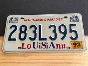 1992 Louisiana License Plate Tag 283L395 - Picture 1 of 1