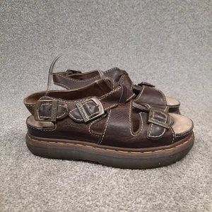 VINTAGE Dr Martens Sandal Men 10 Brown Leather Ring Fishermen Chunky England Y2K - Picture 1 of 12