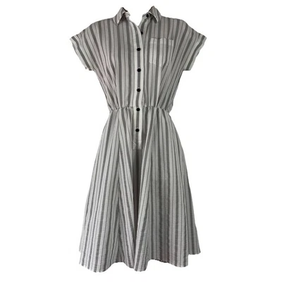 Calvin Klein Dress Women's Size 0 Striped Seersucker Knee Length A-Line - Image 1 of 4