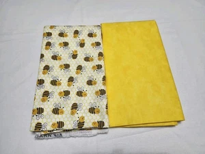 Lot (2) 2 Yard Cuts Bees Honeycomb Jo-ann's Yellow Marbles Moda Cotton Fabric - Picture 1 of 3