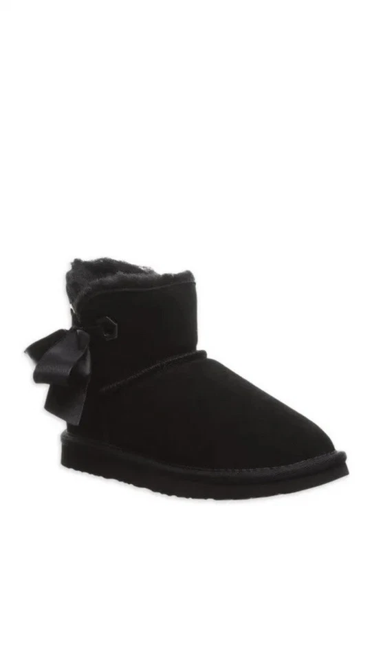 PAWZ by Bearpaw Amelia Youth Girls Faux Fur Lined Suede Ankle Bow Boots 10