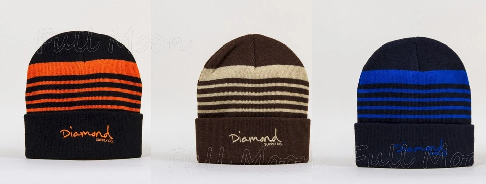 NUEVO Gorro gorro tejido plegable a rayas Diamond Supply Foto 1 de 1