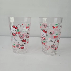 Copas de vidrio para beber Hello Kitty Sanrio lindas y modernas juego de 2 11 oz 2014 - Imagen 1 de 12