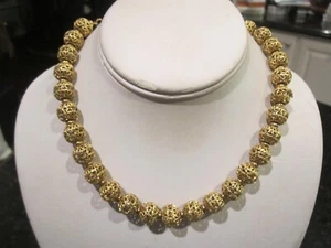VINTAGE MONET NECKLACE ELEGANT BALL DESIGN 16" LONG - BBA38A - Picture 1 of 3