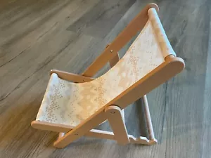 American Girl Strandstuhl Sling Back klappbar hellbraun weiß verstellbar sitzend liegend - Bild 1 von 6