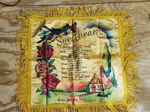 Federa cuscino Sweetheart WWII HAINES FALLS ND blu uccellino rose casa FRINGE - Foto 1 di 9