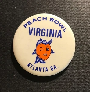 Peach Bowl Virginia Atlanta College University Vintage Button 1 1/2". - Picture 1 of 3