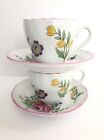 Spode Marborough Sprays Tea Cups And Saucers, Set Of Two