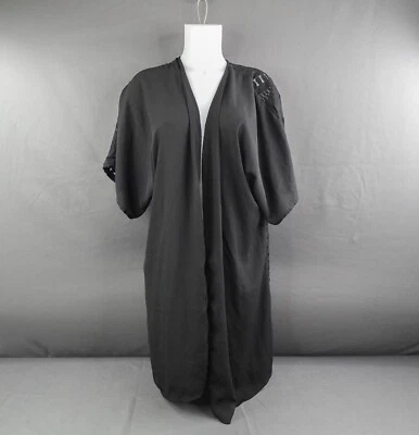 Женщин Duster прикрыть XS черный чистый назад большого размера длинный вязаный Whimsigoth - Изображение 1 из 4